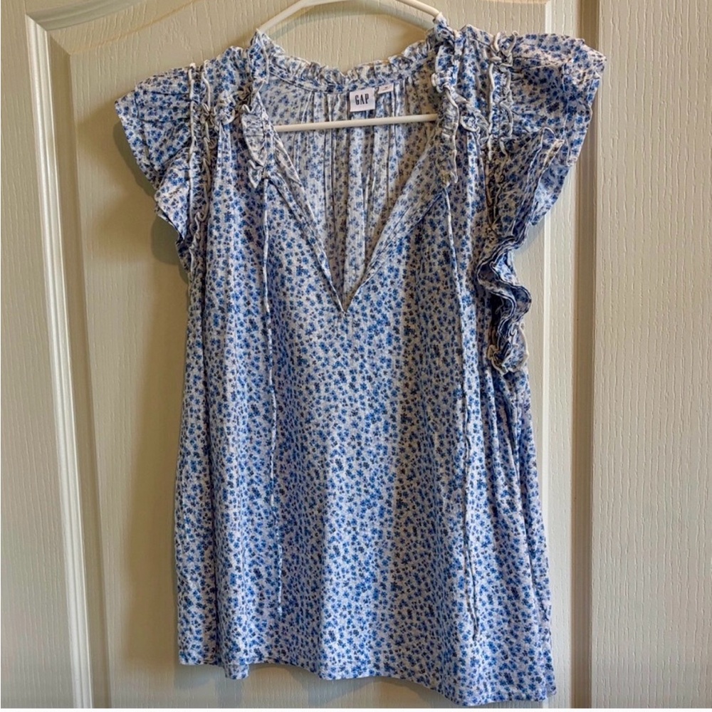 GAP Women's Blue Floral Blouse